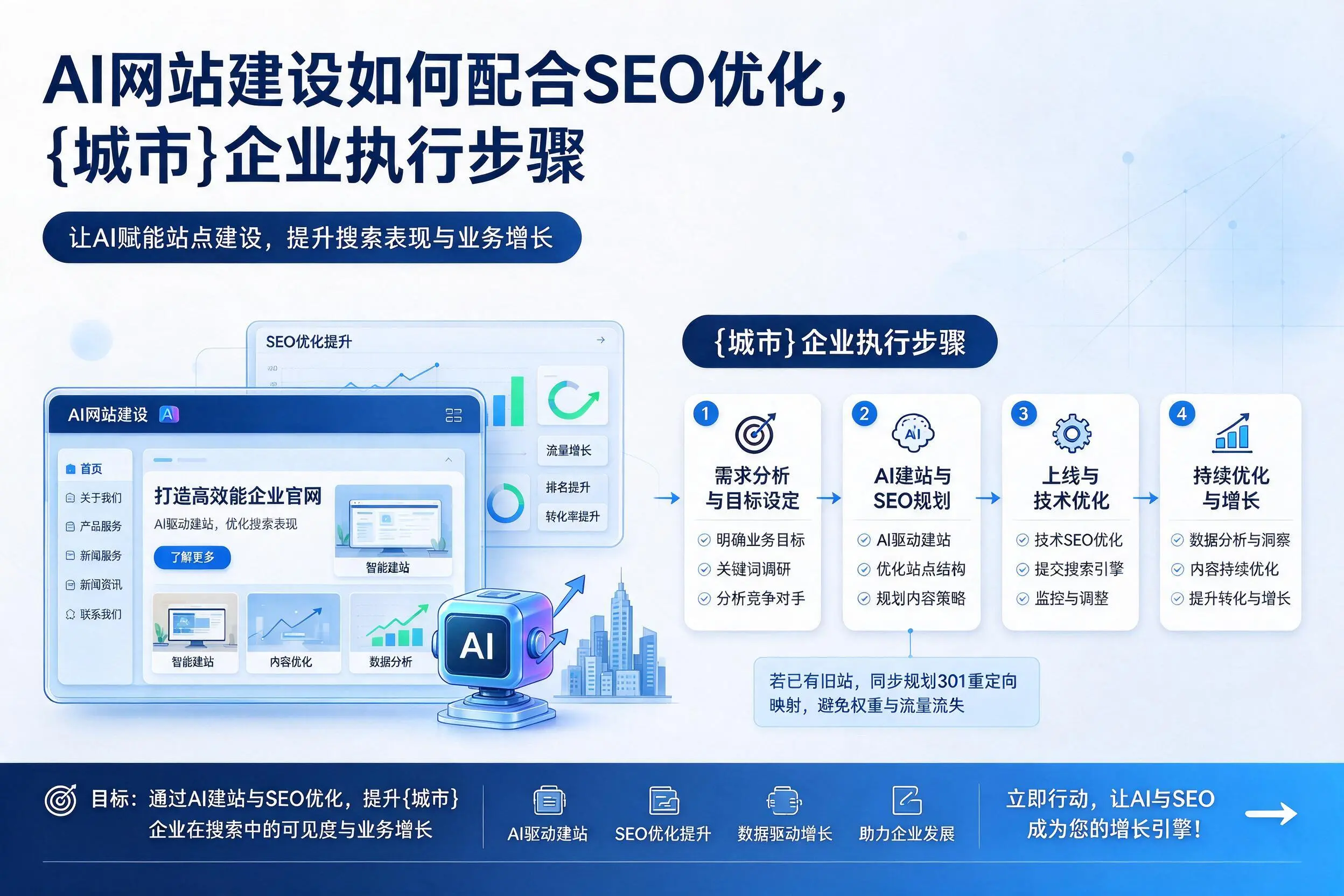 AI网站建设如何配合SEO优化，海西企业执行步骤