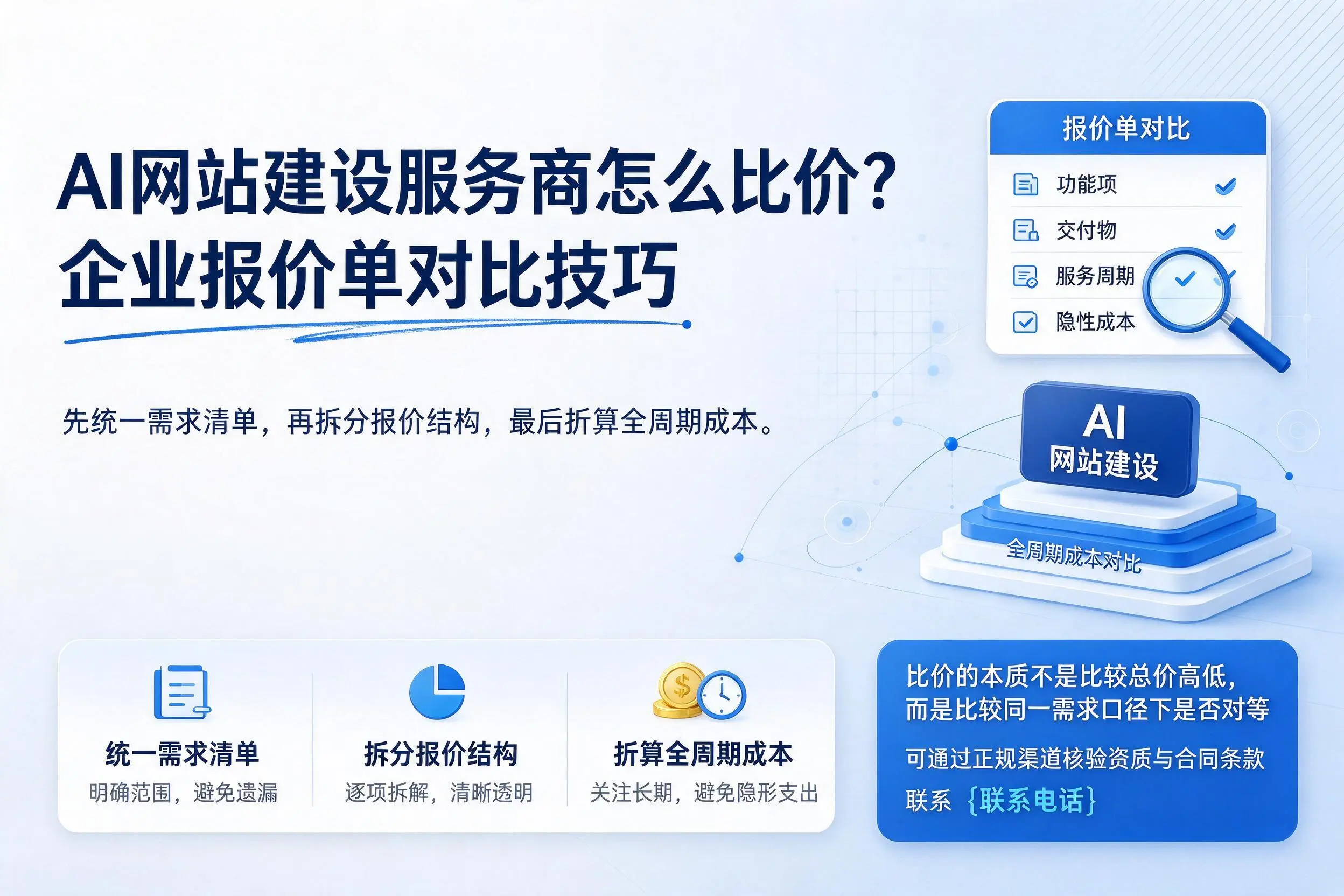 AI网站建设服务商怎么比价？海西企业报价单对比技巧