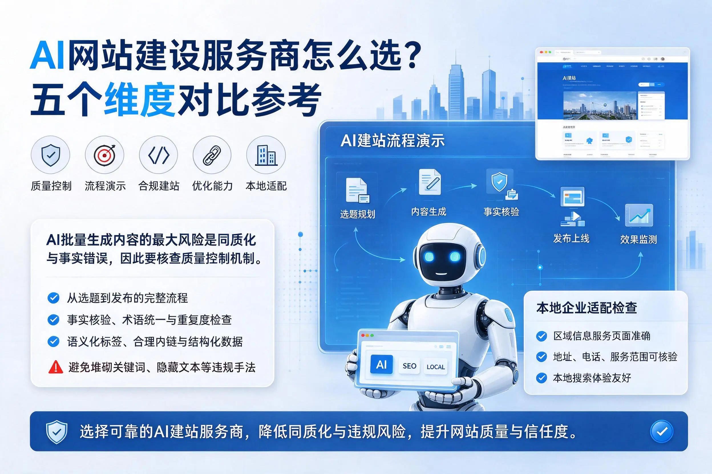海西AI网站建设服务商怎么选？五个维度对比参考