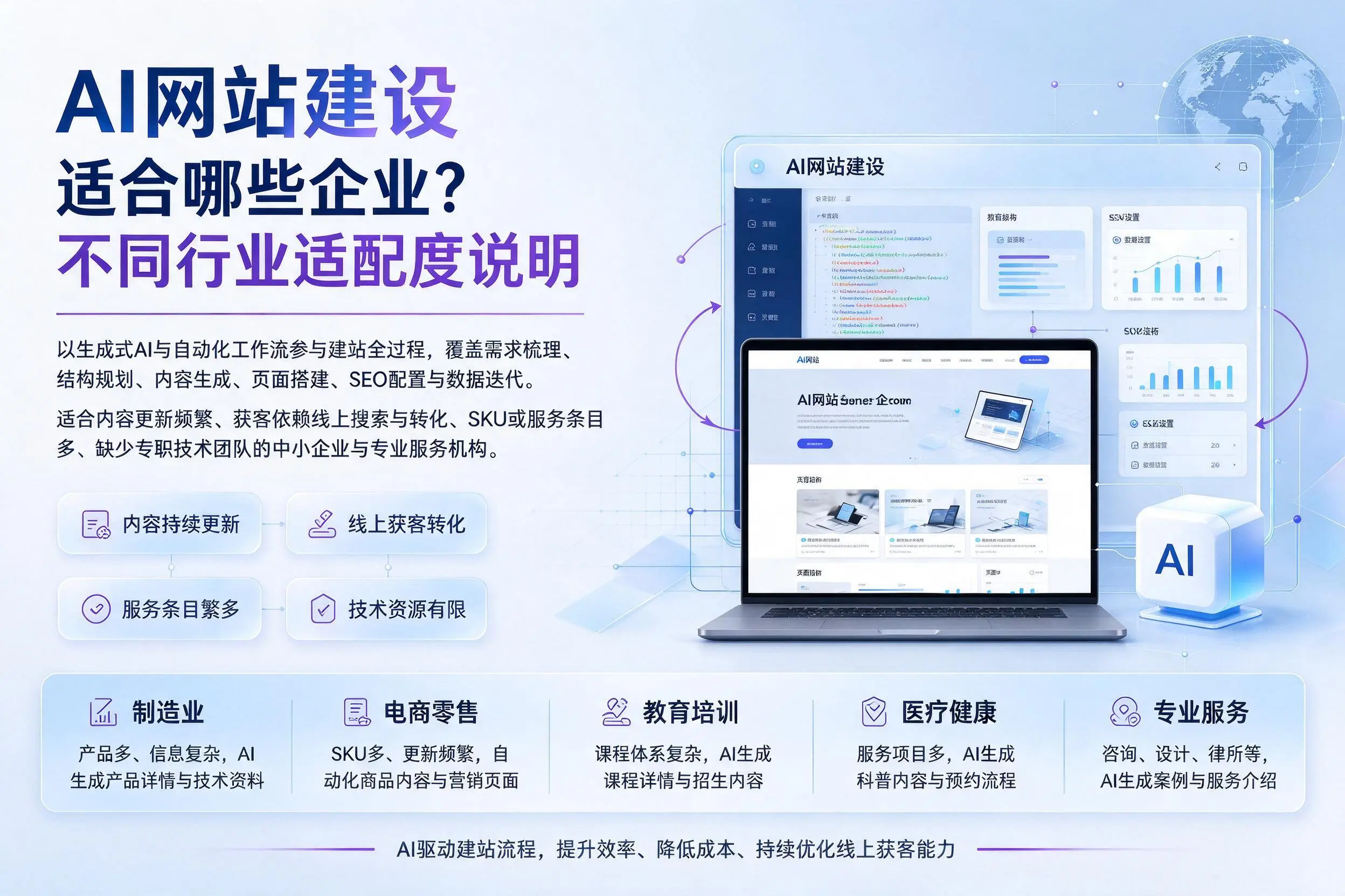 AI网站建设适合哪些企业？海西不同行业适配度说明